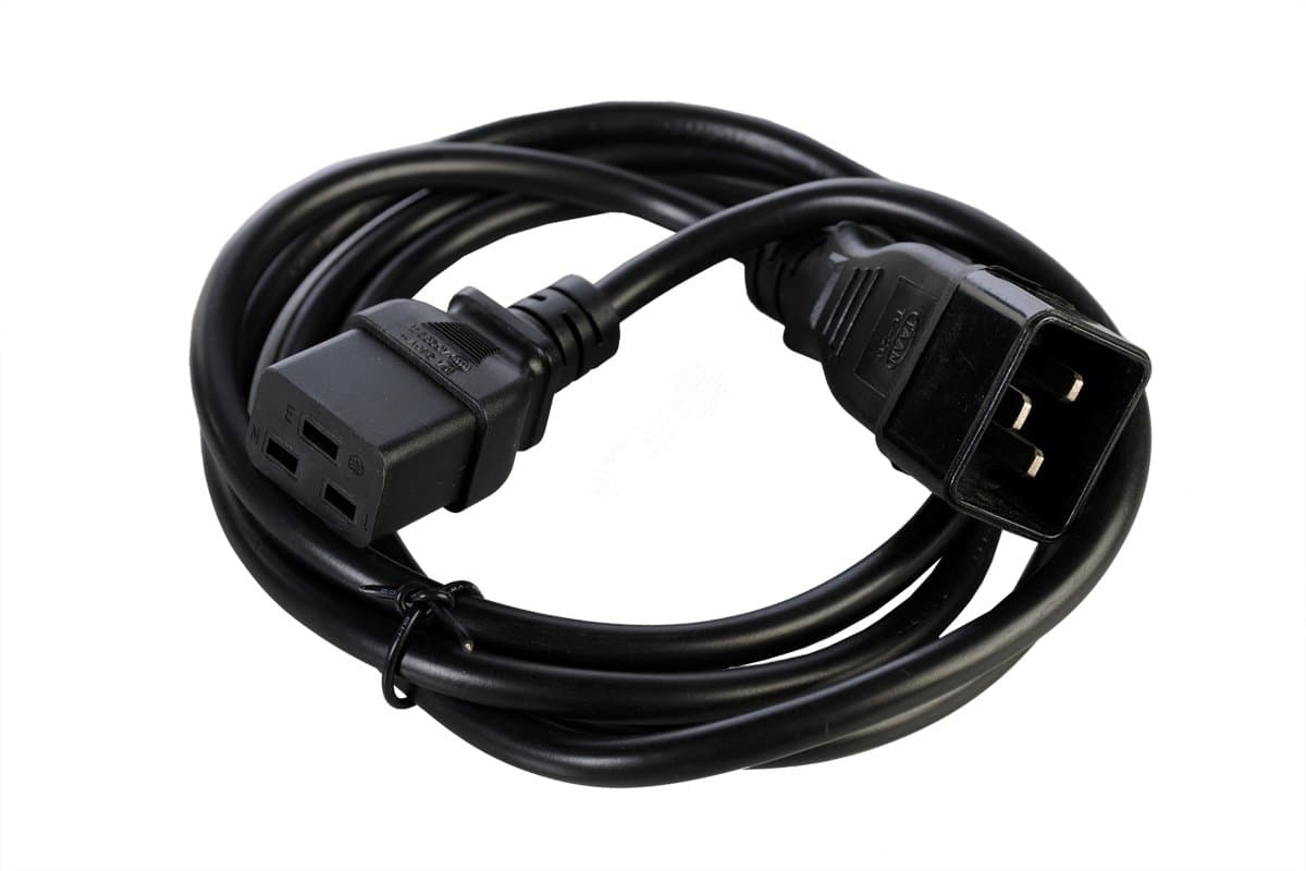 Шнур питания с заземлением IEC 60320 C19/IEC 60320 C20 16А/250В (3x1.5) 1.8м