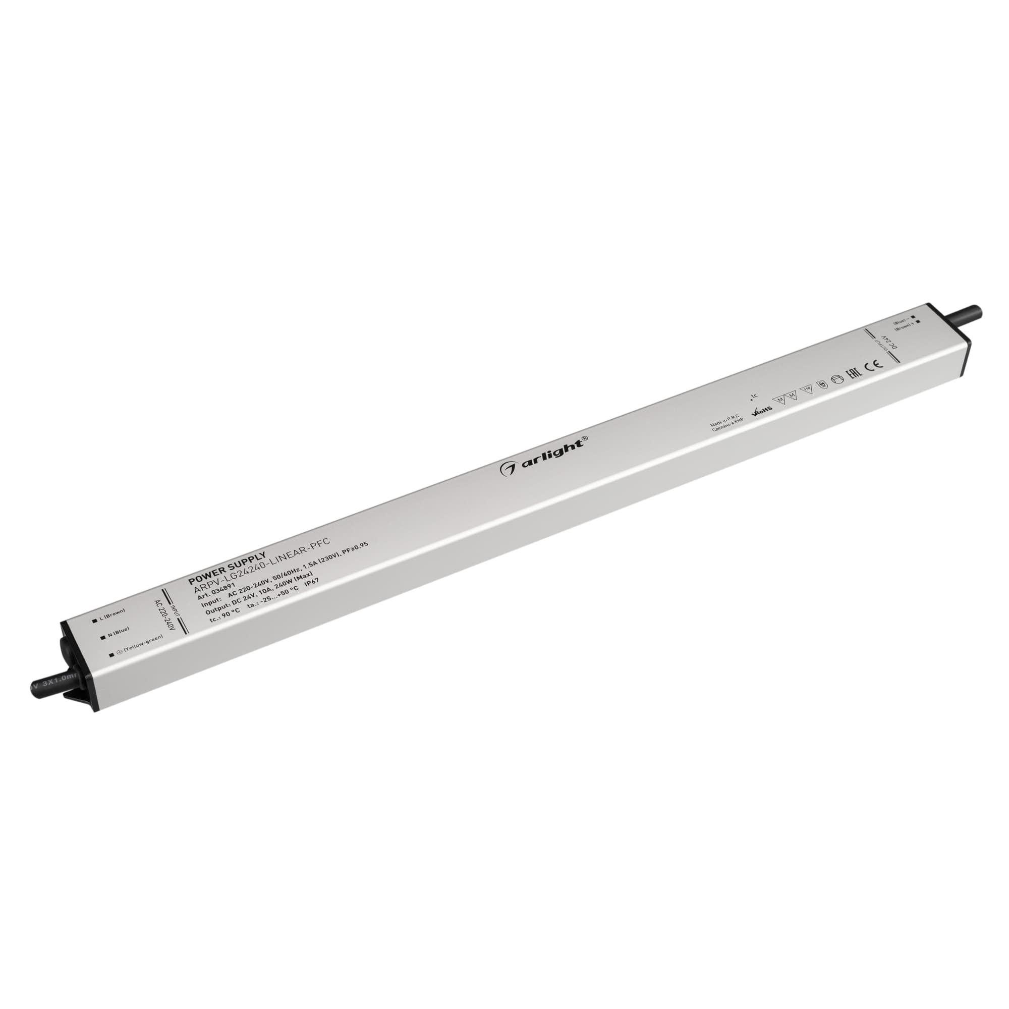 Блок питания ARPV-LG24240-LINEAR-PFC (24V, 10A, 240W) ( IP67 Металл, 5 лет)
