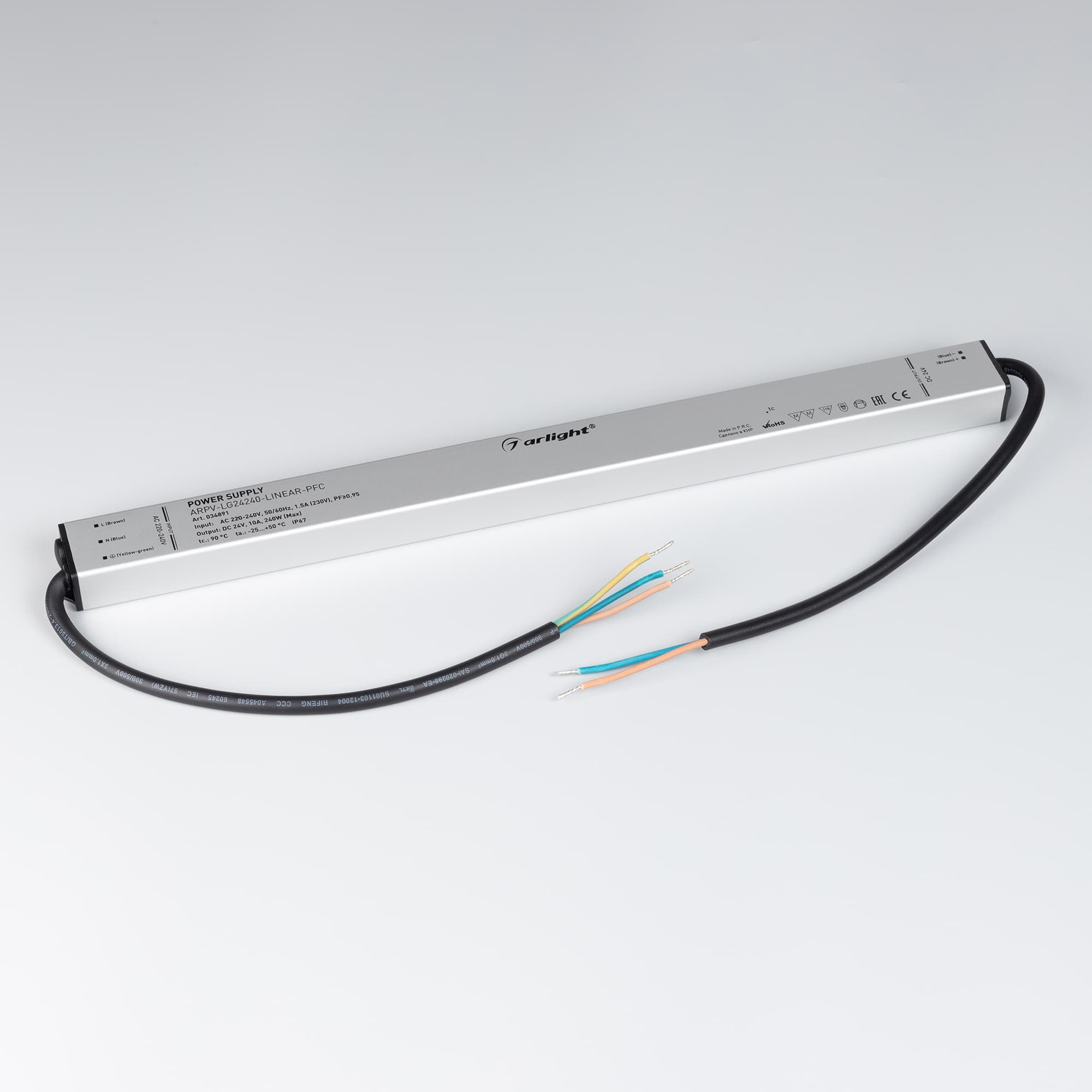 Блок питания ARPV-LG24240-LINEAR-PFC (24V, 10A, 240W) ( IP67 Металл, 5 лет)