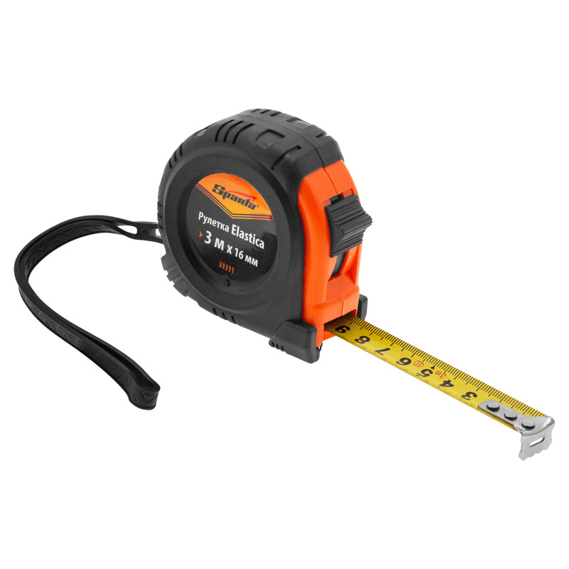 Рулетка Elastica, 3 м х 16 мм, обрезиненный корпус