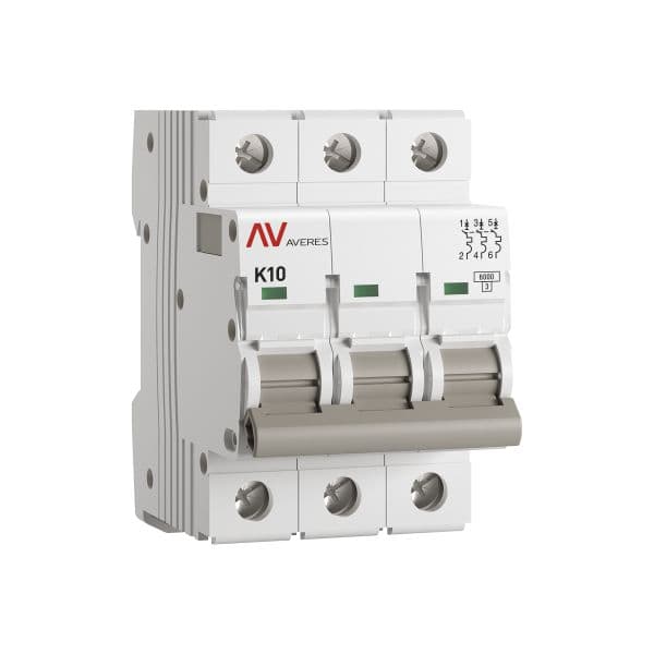 Выключатель автоматический AV-6 3P 10A (K) 6kA AVERES