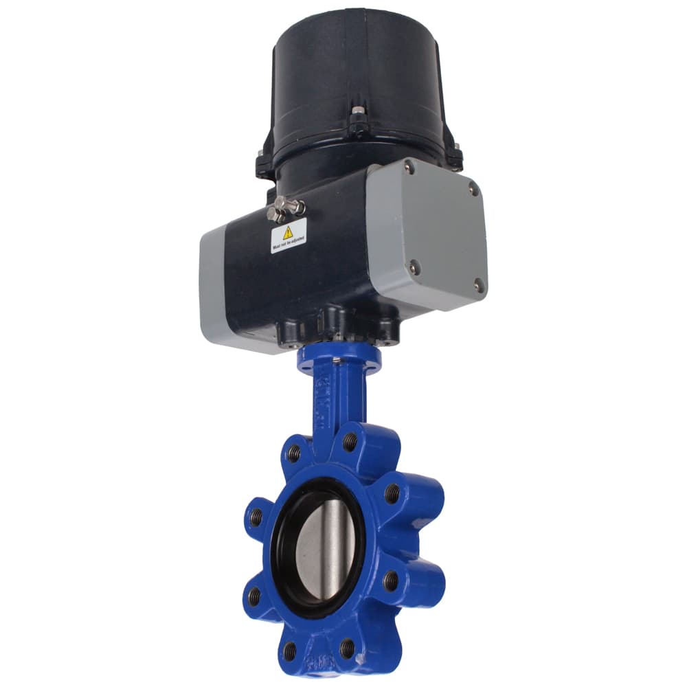 Затвор дисковый поворотный QT450-304-EPDM-2W-Fb-H Ду65 Ру16 LUG корпус чугун QT450, диск нержавеющая сталь AISI 304, уплотнение EPDM, с электроприводом (сервоприводом) ЭПВП-005 220В с пружинным возвратом