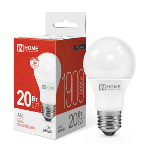 Лампа светодиодная LED-A60-VC 20Вт 230В Е27 4000К 1900Лм IN HOME