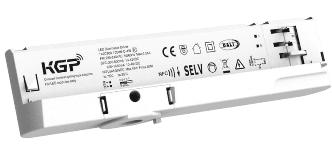 Блок питания для трековых систем ARJ-TR-42-PFC-DALI2-PD-NFC-BK (42W, 10-42V, 0.3-1.05A, 4TR) (ARL, IP20, пластик, 5 лет)