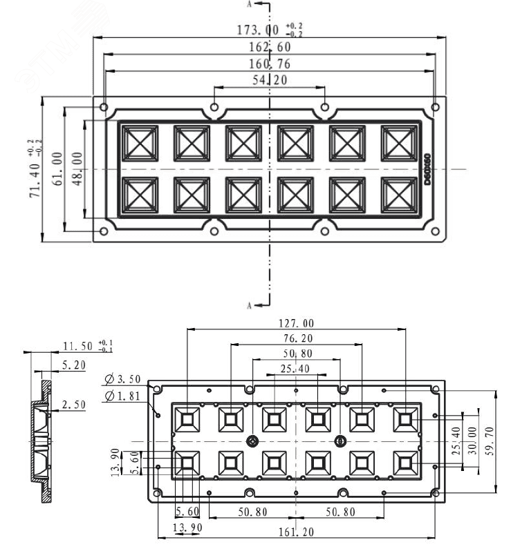 Оптика вторичная DK-173-12H1-60deg (2x6-Dk 60deg) с уплотнителем