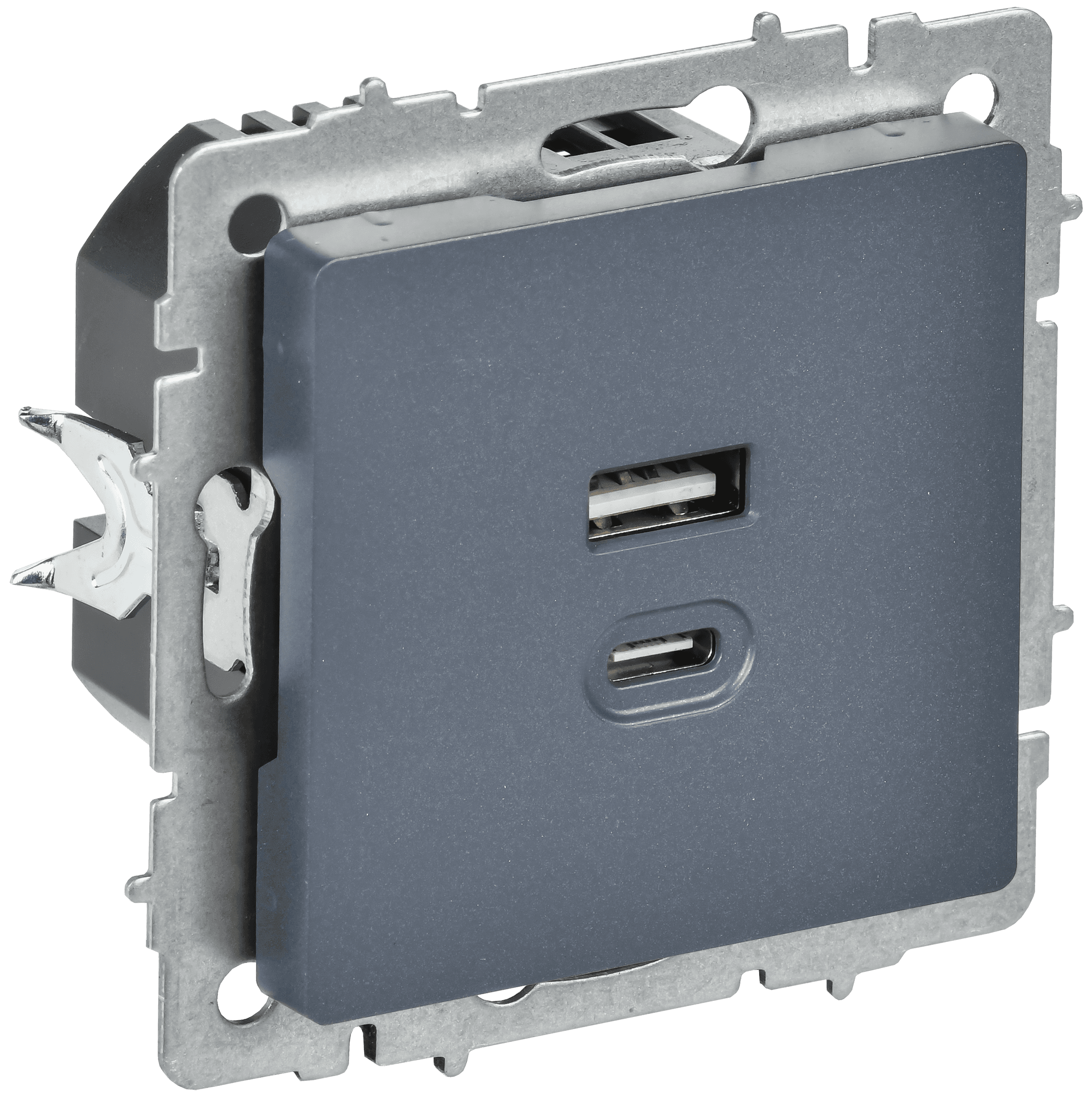 BRITE Розетка USB A+C 45Вт высокоскоростная зарядка РЮ11-2-БрМ маренго IEK