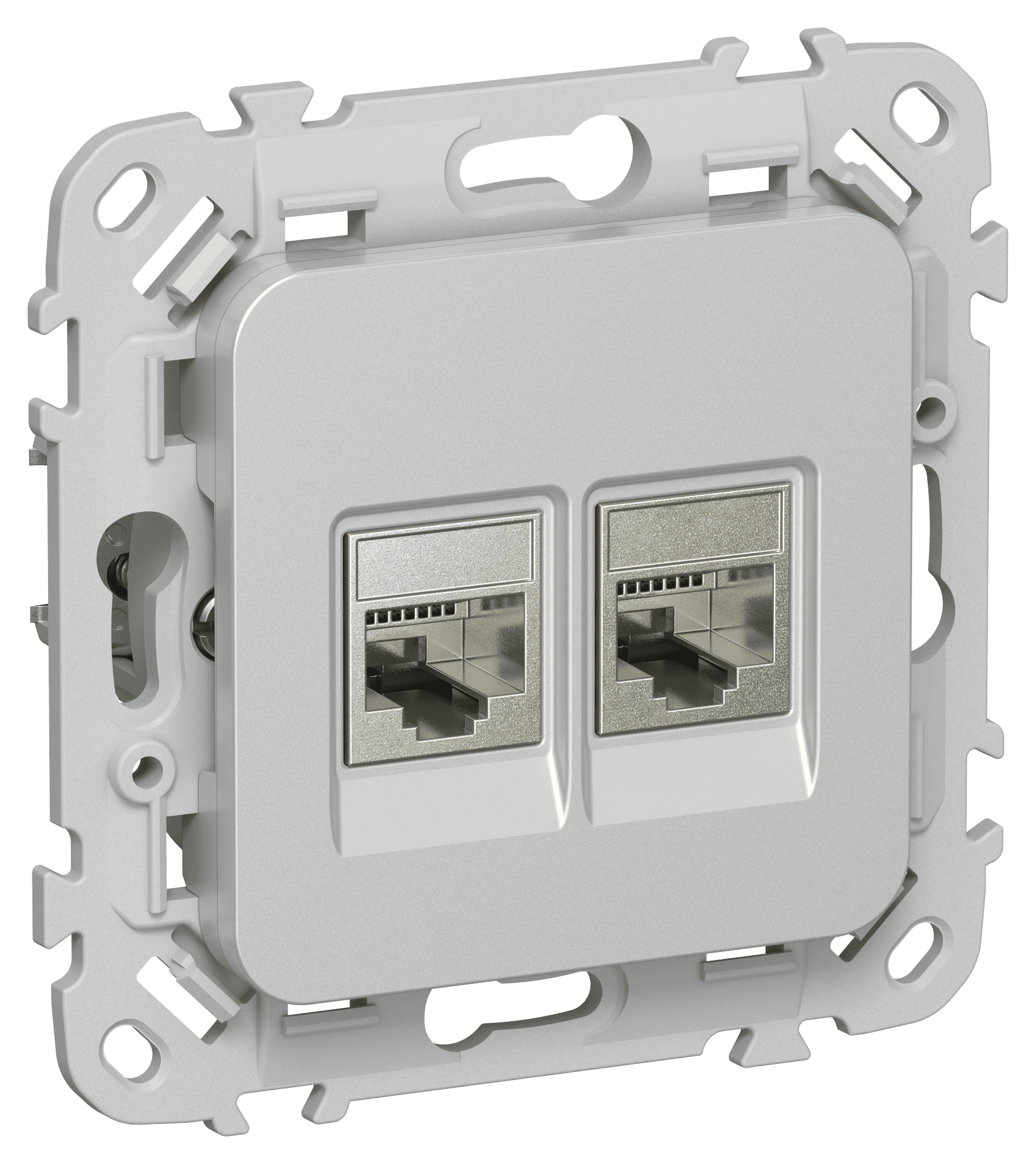 FLITE Розетка 2-местная RJ45/RJ11 категория 6/3 STP РКТ6/3-2-1-ФлА алюминий IEK