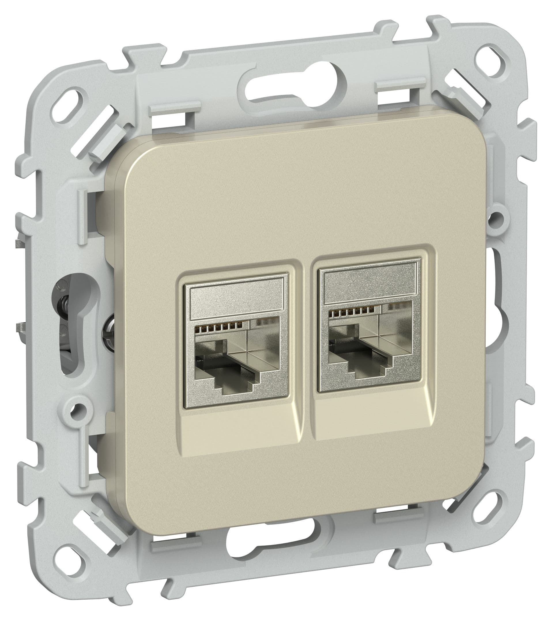 FLITE Розетка 2-местная компьютерная RJ45 категория 6 STP РК6-2-1-ФлШ шампань IEK