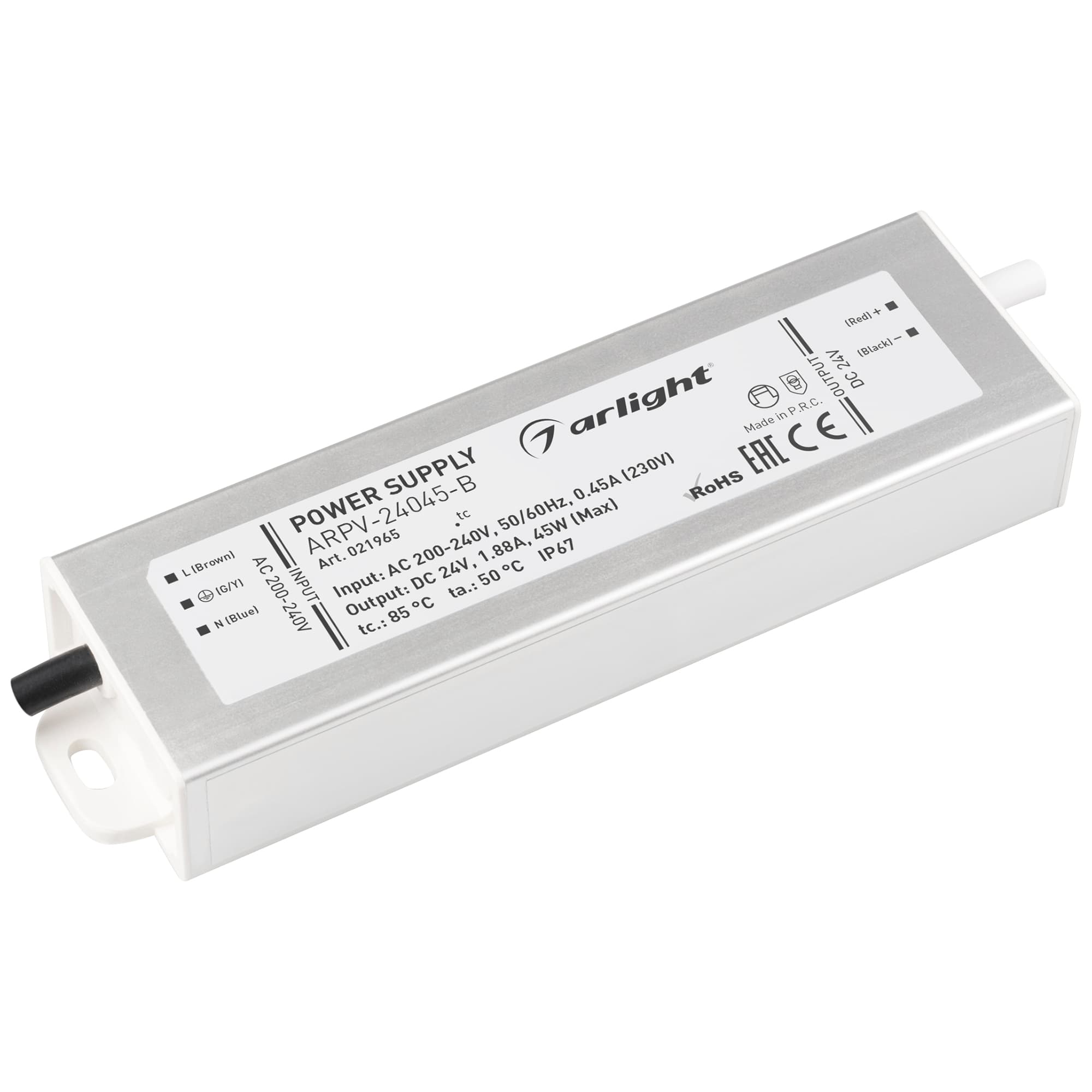 Блок питания ARPV-24045-B (24V, 1.9A, 45W) (ARL, IP67 Металл, 3 года)
