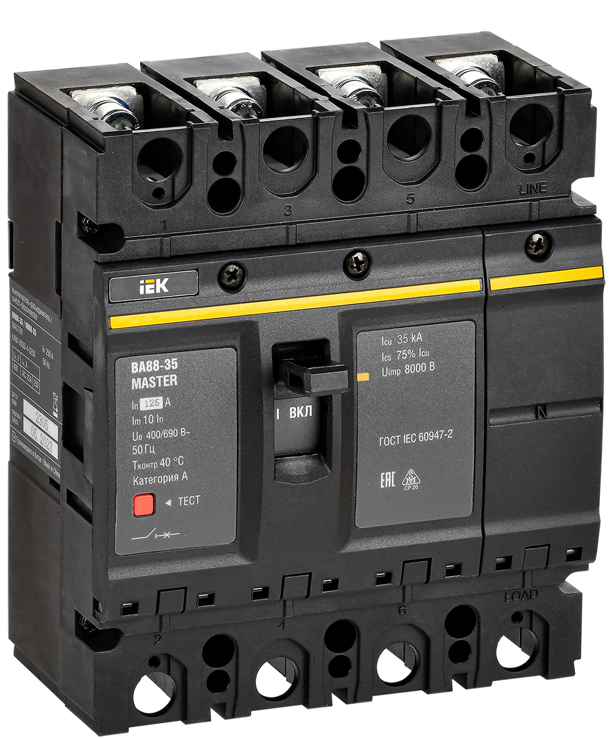 Выключатель автоматический ВА88-35 4P 125А 35кА MASTER IEK