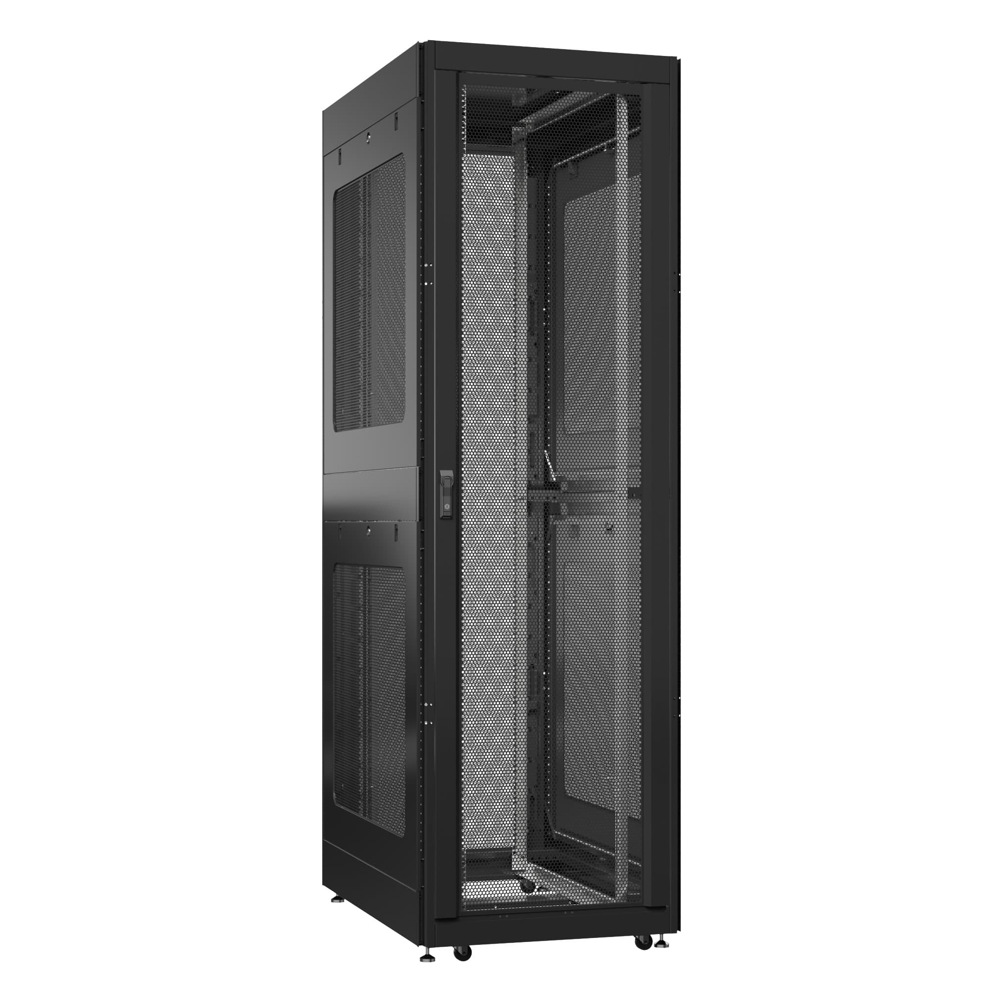 Шкаф серверный 42U 800х1000 передняя дверь: двустворчатая глухой металл IP51. задняя дверь: двустворчатая глухой металл IP51. боковые панели: перфорированные. цвет: черный RAL9005 