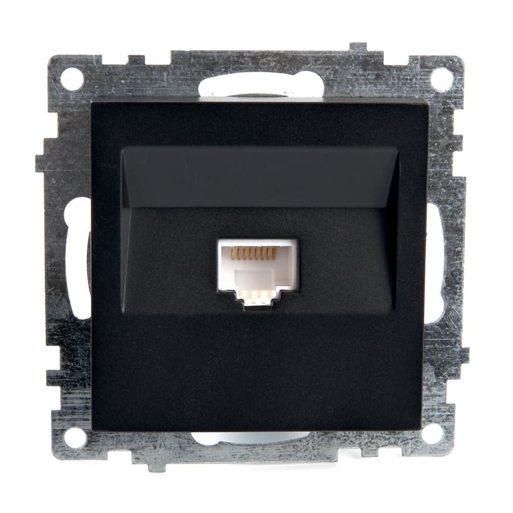Розетка компьютерная 1-местная RJ-45, серия Катрин, черный,