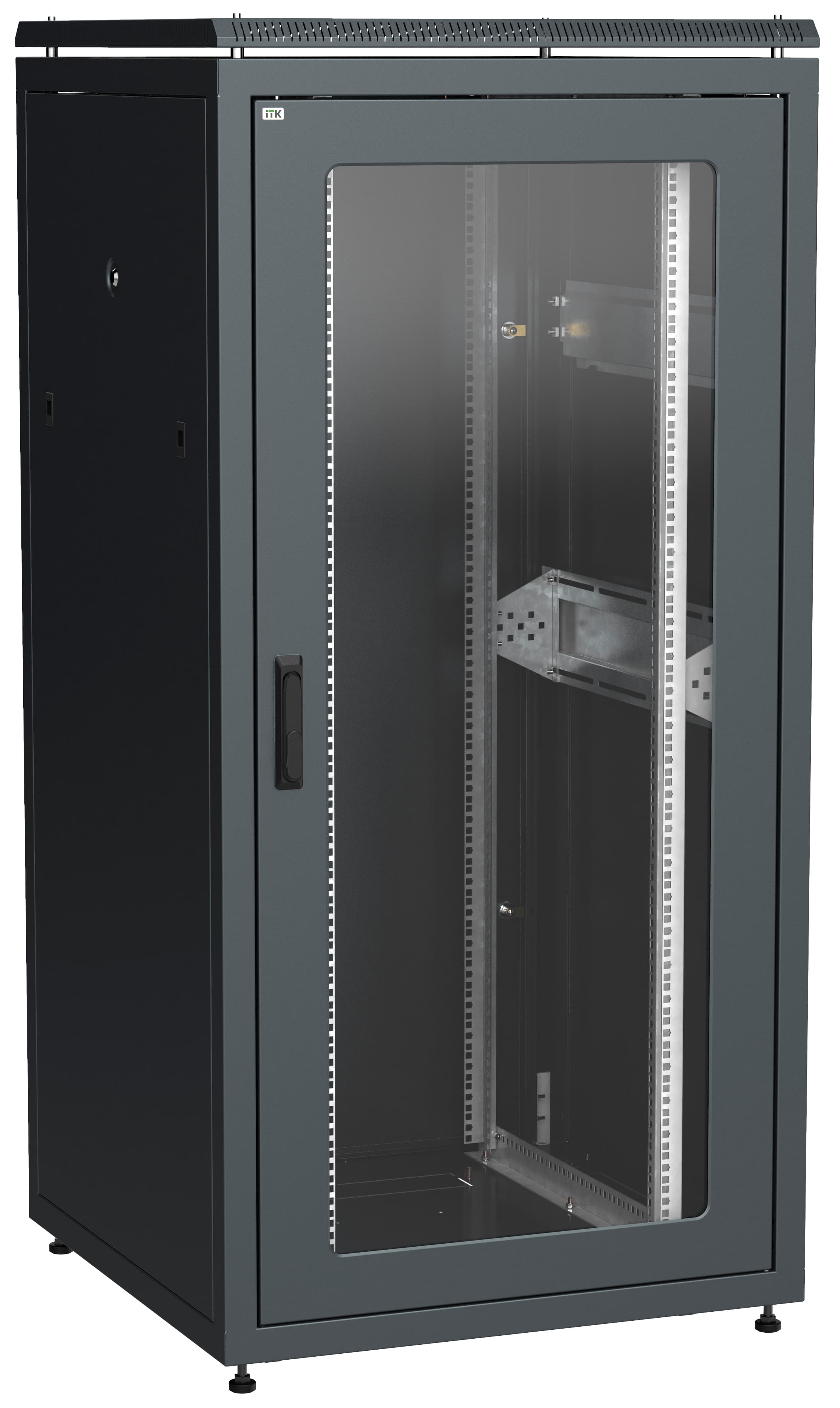Шкаф сетевой 19' LINEA N 33U 800х800мм стеклянная передняя дверь задняя металлическая черный