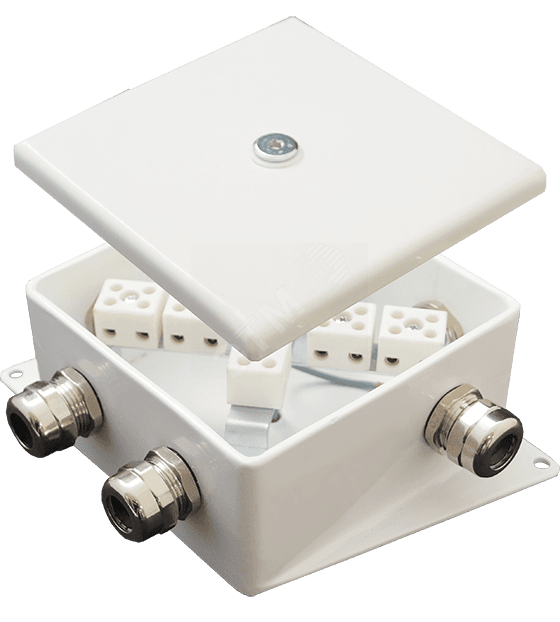 Коробка монтажная огнестойкая КМ-О (2к*60)-IP66-120х120 три ввода ACD