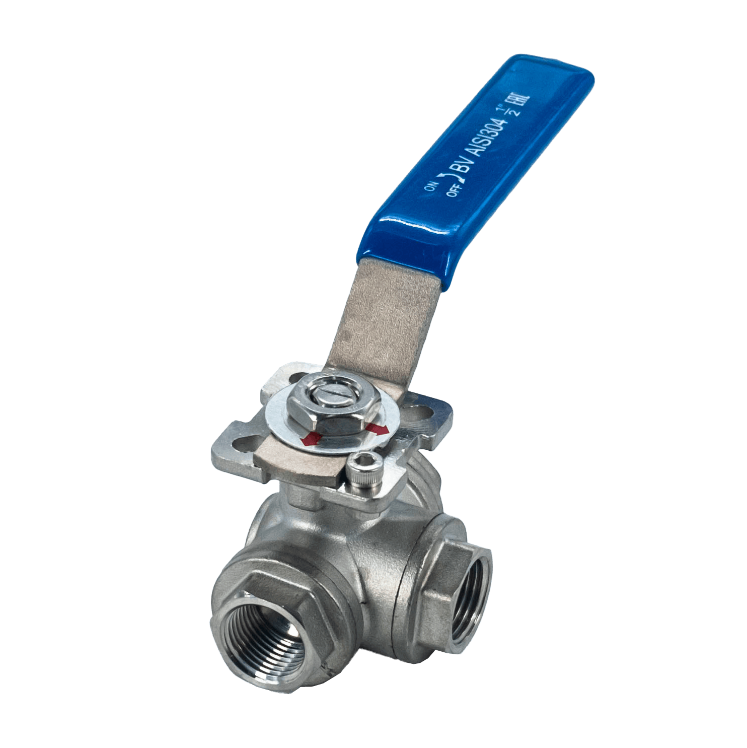 Кран шаровый трехходовой (L-тип) нержавеющий, AISI304 DN15 (1/2'), (CF8), PN64