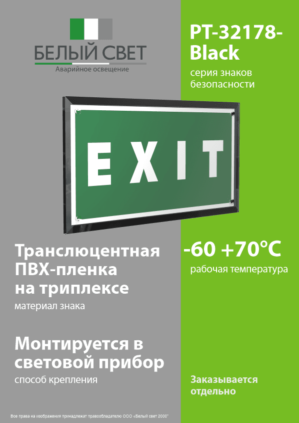 Знак безопасности PT-32178-Black.E25''EXIT''