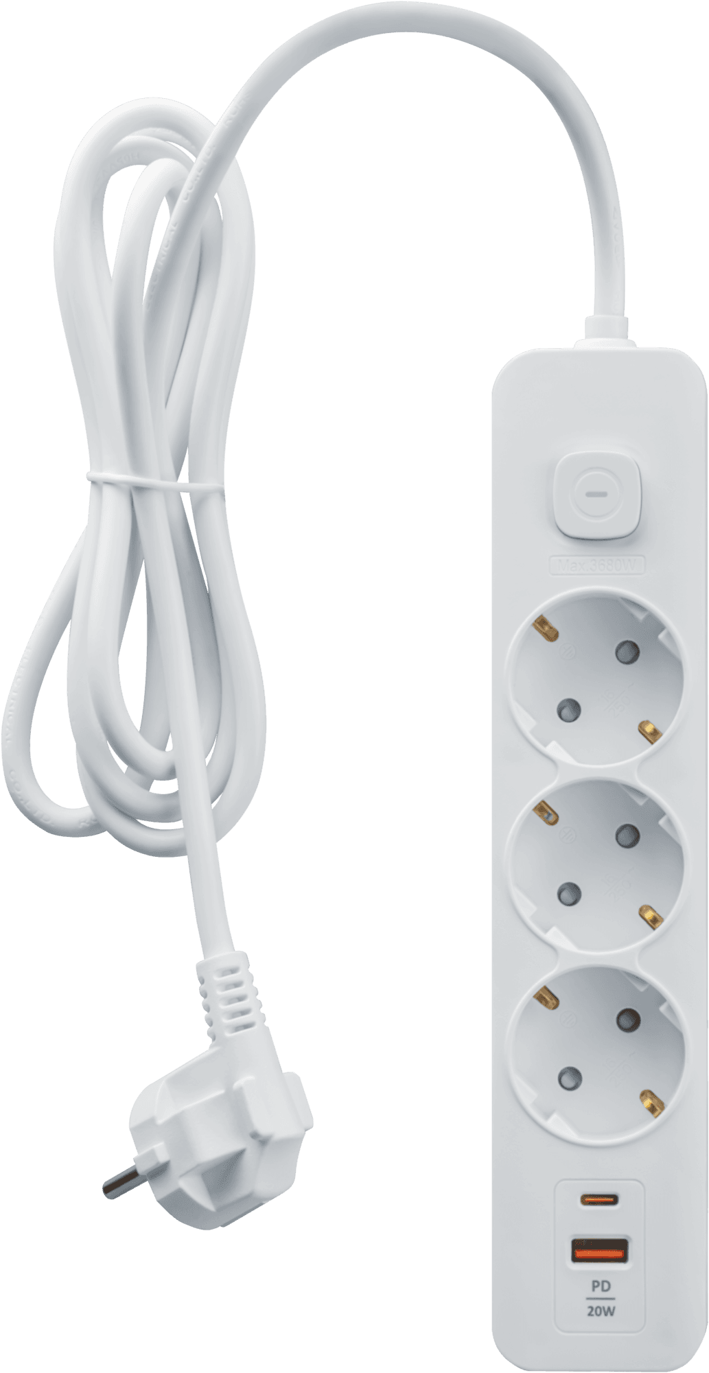 Удлинитель бытовой NPE-USB06-03-300-ESC-3X1-PD20W 3 розетки с/з 3м ПВС 3х1мм 1хUSB-A+1xUSB-C быстрая зарядка