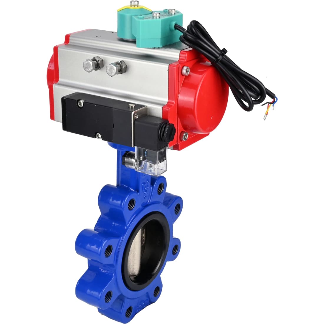 Затвор дисковый поворотный QT450-304-EPDM-2W-Fb-H Ду65 Ру16 межфланцевый, корпус чугун QT450, диск чугун QT450, EPDM, с пн.приводом SA-105, пн.распределителем PND2-S1EM-52-1NC-J08-220VAC NAMUR и магнит.переключателем МППП-200