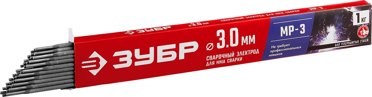 Электроды МР-3 рутиловый, d 3.0x350 мм, 1 кг в коробке.
