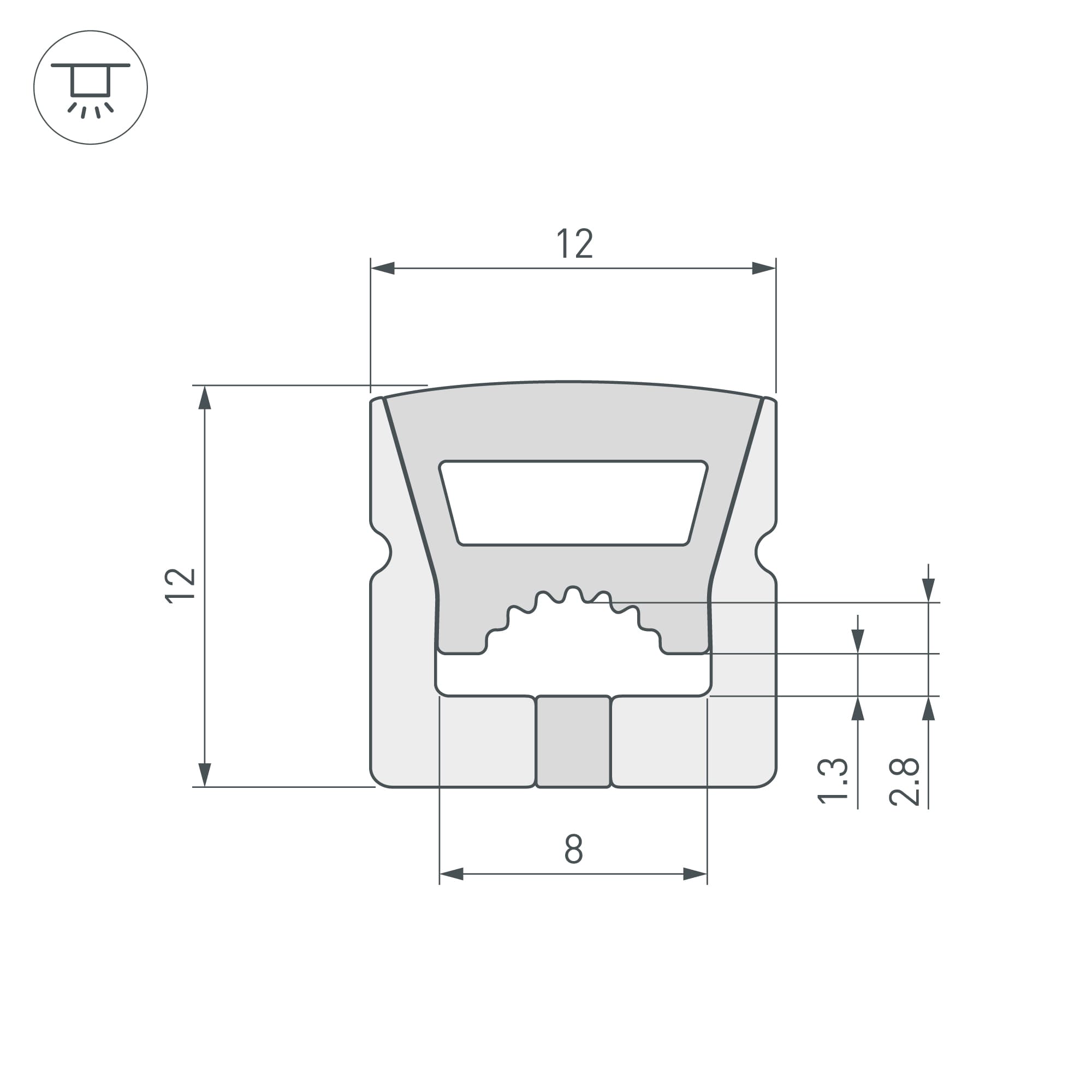 Профиль силиконовый WPH-FLEX-1212-TOP-S8-10m WHITE