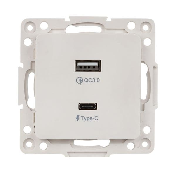 Стокгольм Механизм Розетки с 2USB type-A + type-C белый