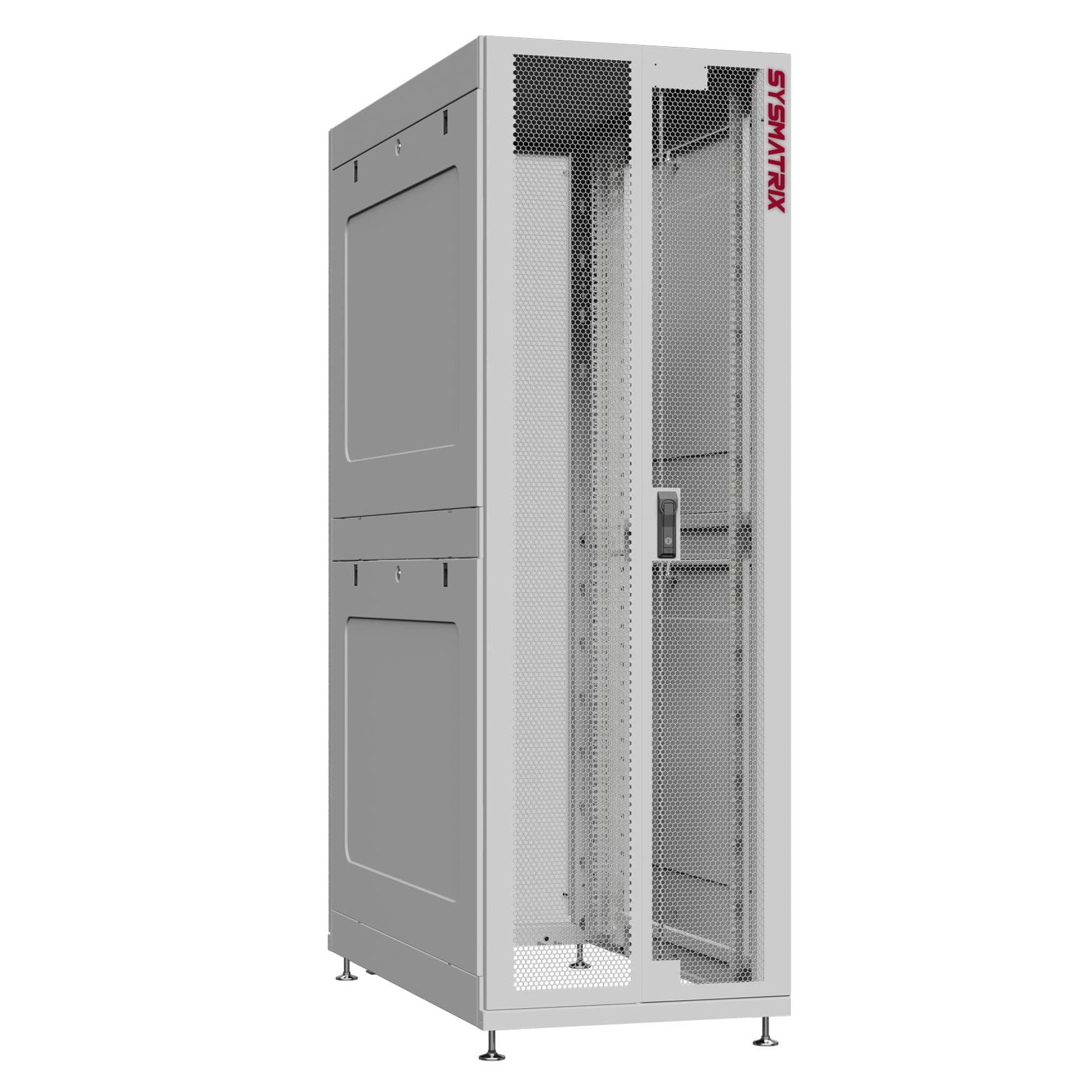 Шкаф серверный 42U 600х1070 передняя дверь: двустворчатая перфорированная IP20. задняя дверь: двустворчатая глухой металл IP51. боковые панели: глухой металл. цвет: серый RAL7035 