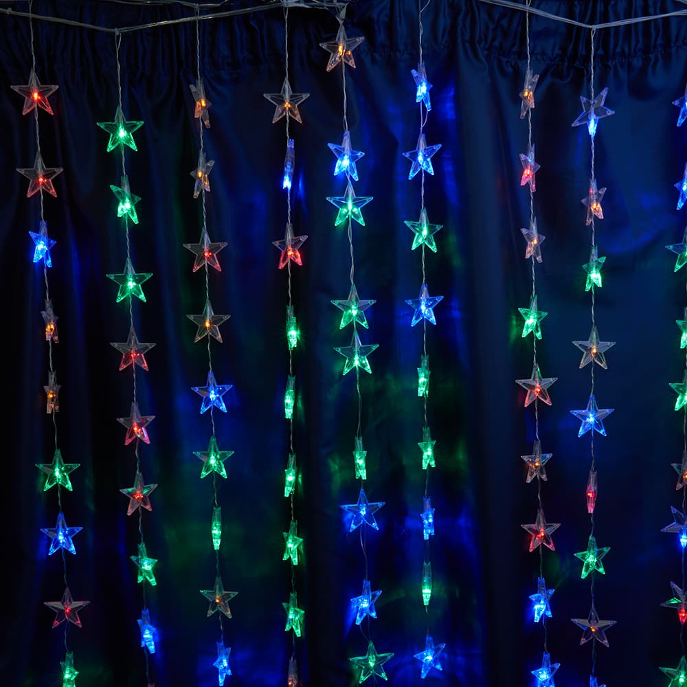 Гирлянда Занавес Звездочки LED мультиколор 2x1 м