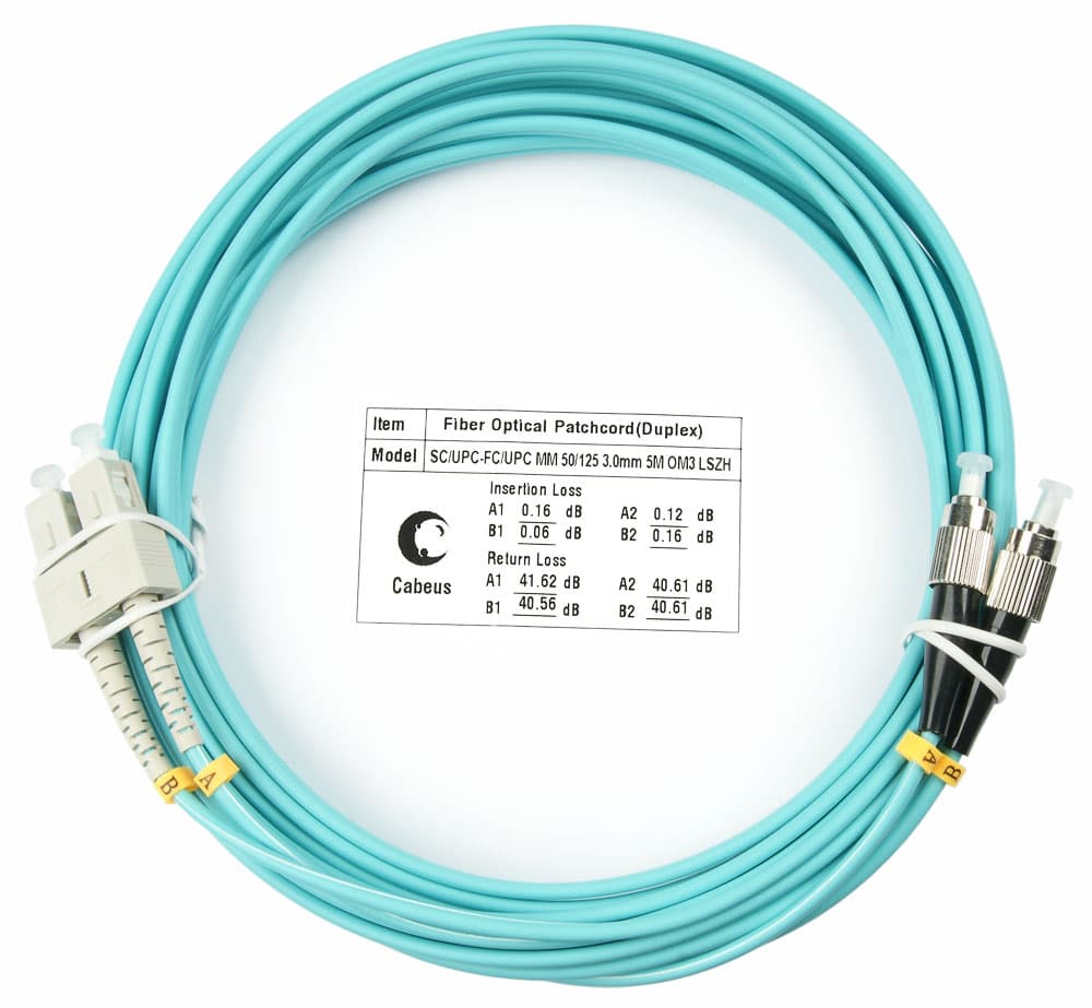 Патч-корд оптический duplex 20м SC-FC 50/125MM OM3 LSZH