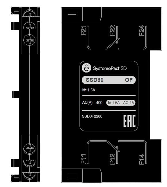 Контакт вспомогательный для SD80 2NO2NC
