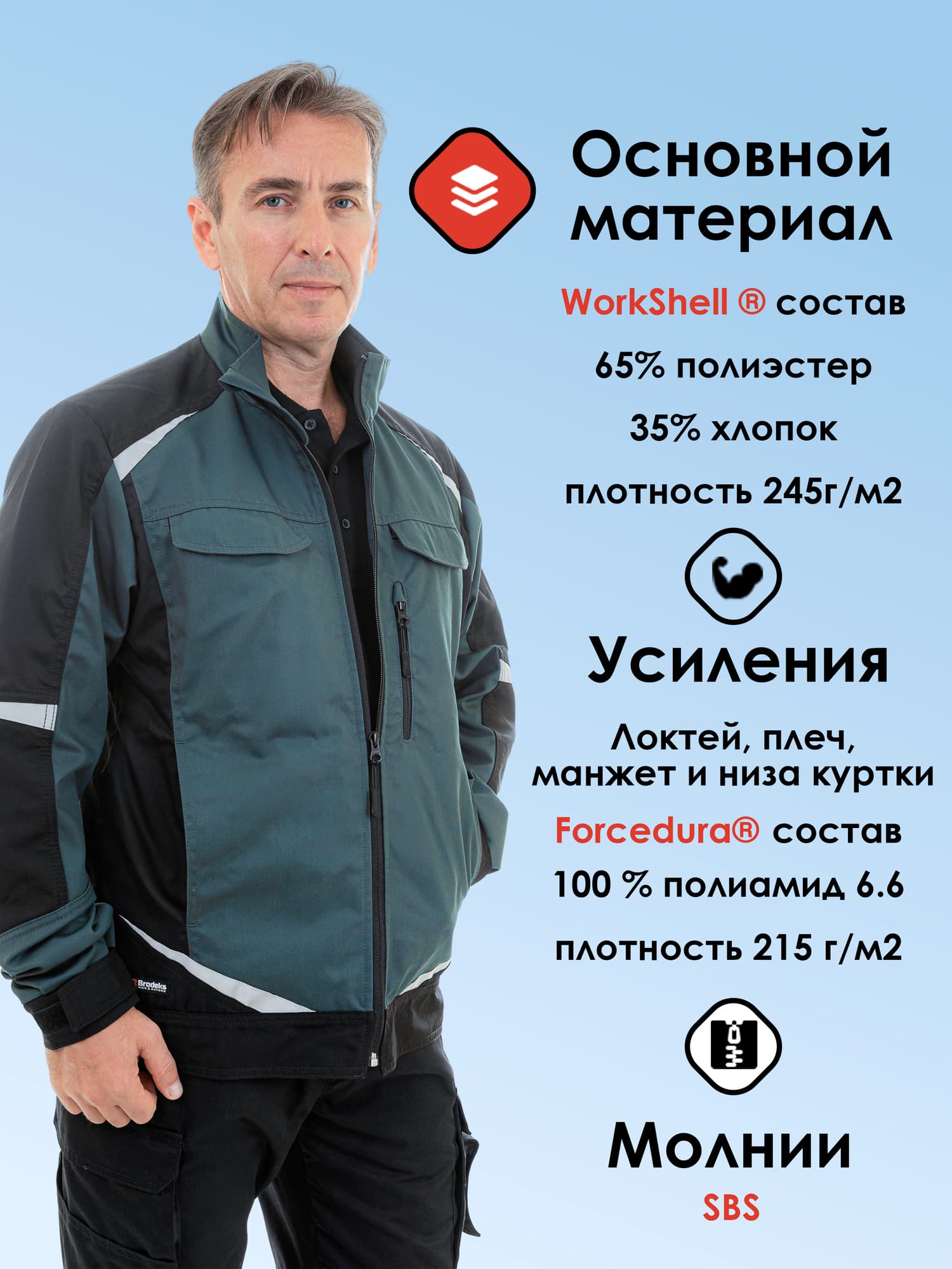 Куртка Brodeks KS202, хвойный/черный (S)