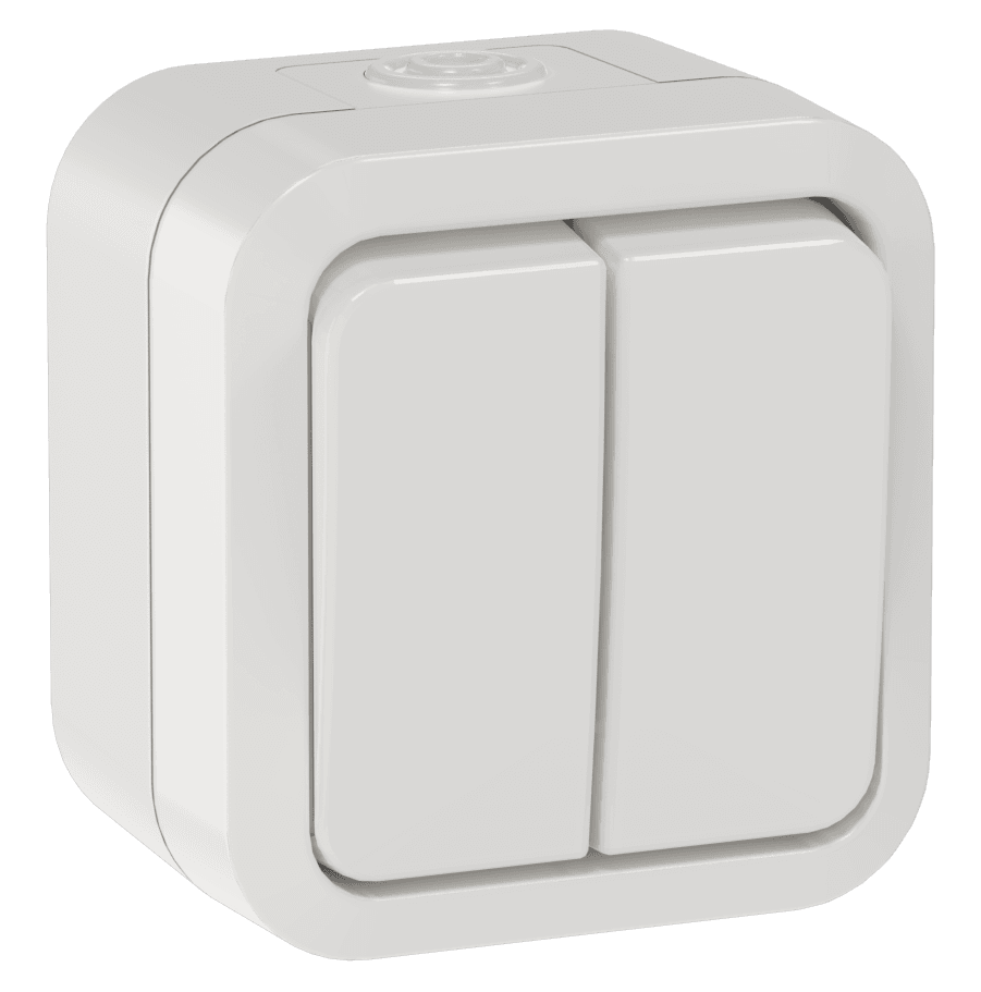 TORS Выключатель двухклавишный проходной 10А IP55 TS325 белый IEK