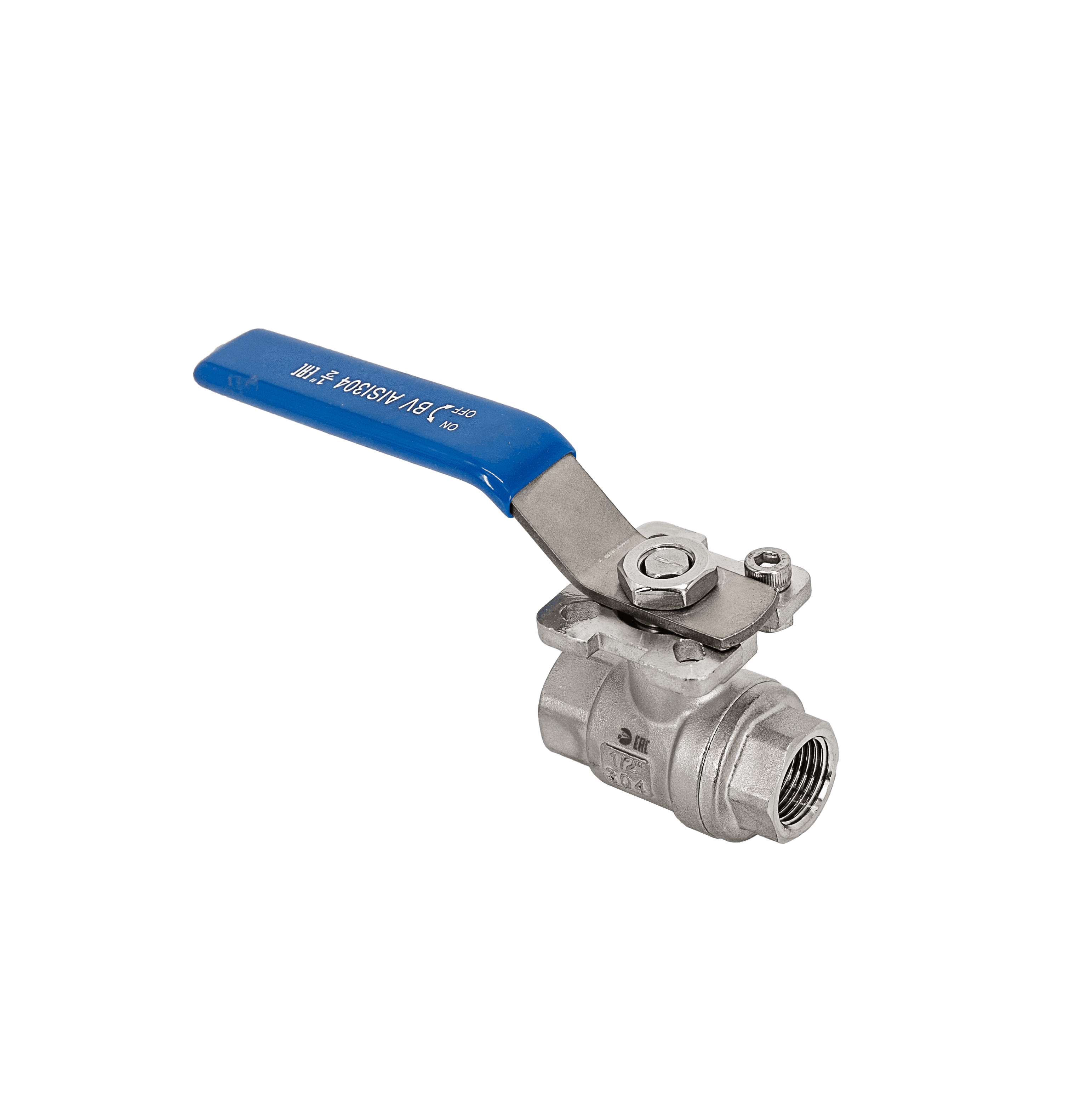 Кран шаровый муфтовый под привод нержавеющий (2PC), AISI304 DN15 (1/2'), (CF8), PN64