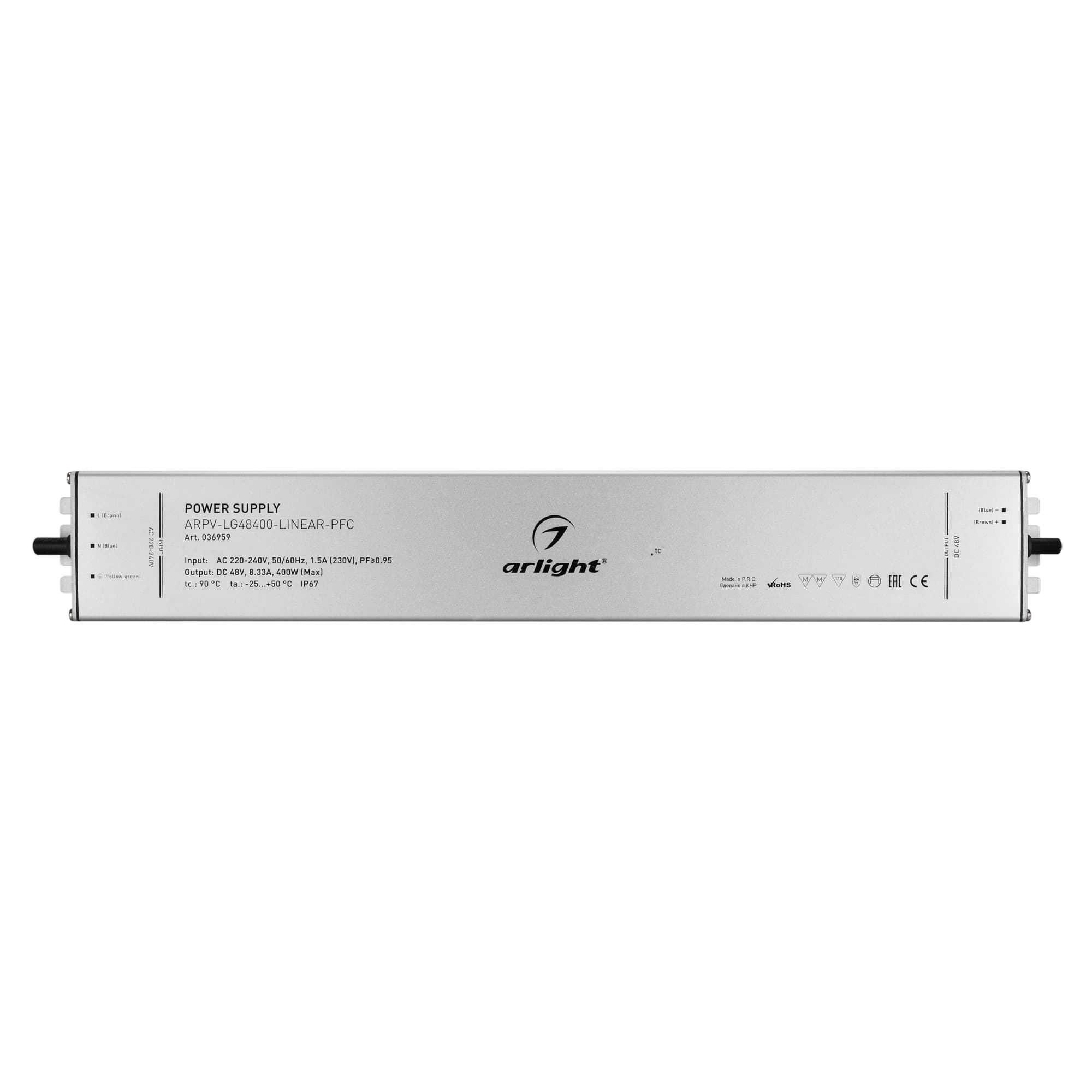 Блок питания ARPV-LG48400-LINEAR-PFC (48V, 8.33A, 400W) ( IP67 Металл, 5 лет)