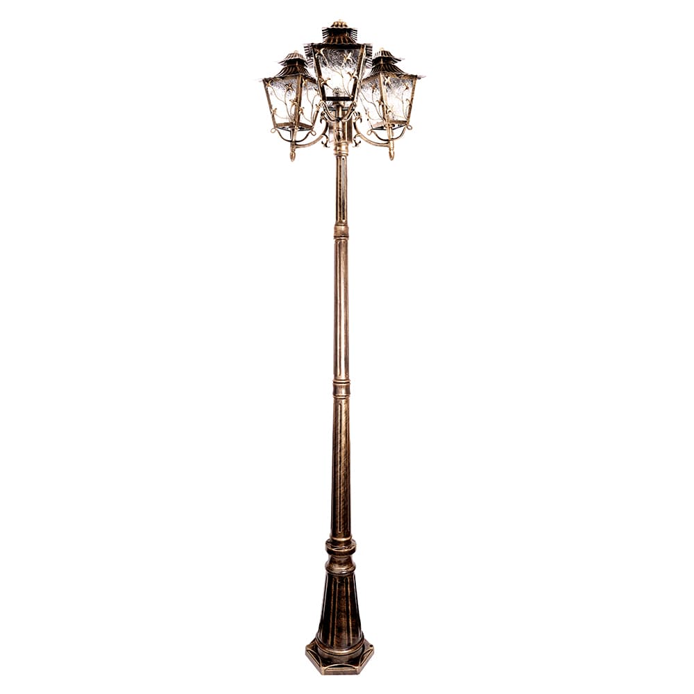 Светильник НТУ-3х60w столб Е27 IP44 черное золото