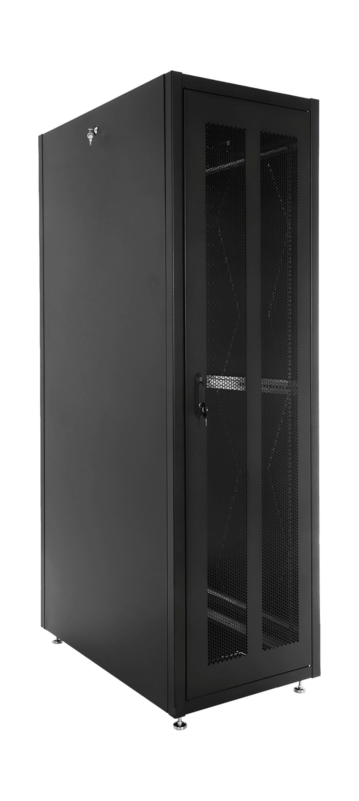 Шкаф 19'' телеком напольный ЭКОНОМ 48U (800 х 1000) дверь перфорированная 2 шт., чёрный