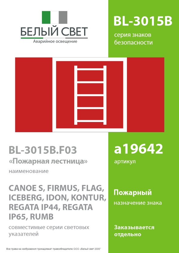 Знак безопасности BL-3015B.F03''Пожарная лестница''