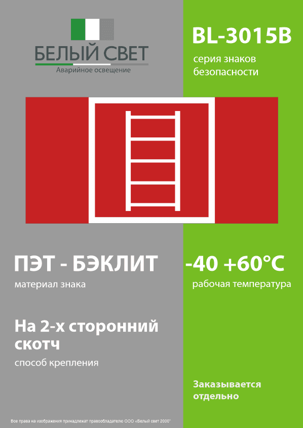 Знак безопасности BL-3015B.F03''Пожарная лестница''