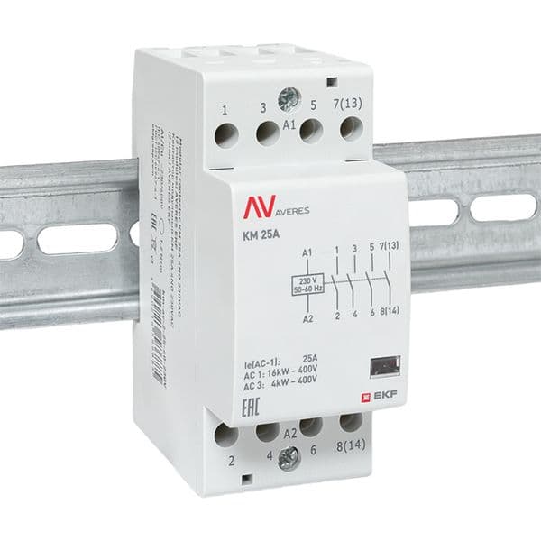 Контактор модульный КМ 25А 4NO 230VAC (2 мод.) AVERES