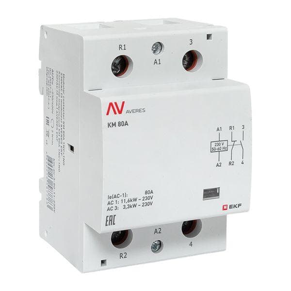 Контактор модульный КМ 80А 1NC+1NO 230VAC (3 мод.) AVERES