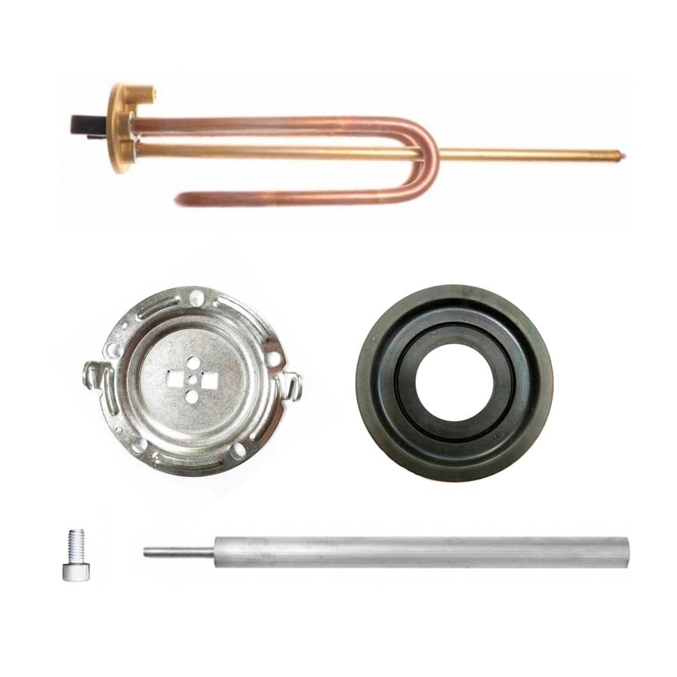 КОМПЛЕКТ: ТЭН RCF 1500W, TW, D48мм, М6, 220V + фланец D125 + анод М6 + прокладка + винт