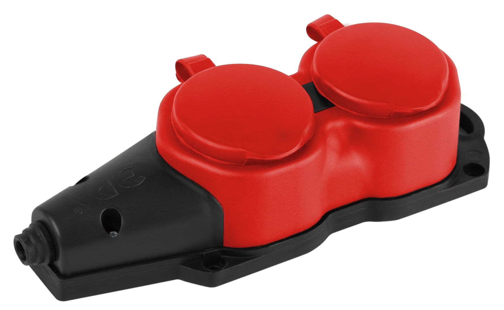 Колодка KX-2e-RED-IP44 каучуковая с заземлением 2 розетки 16A IP44 красная