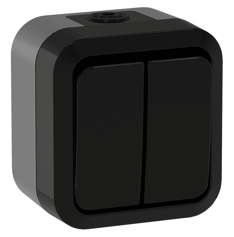 TORS Выключатель двухклавишный проходной 10А IP55 TS125 графит IEK