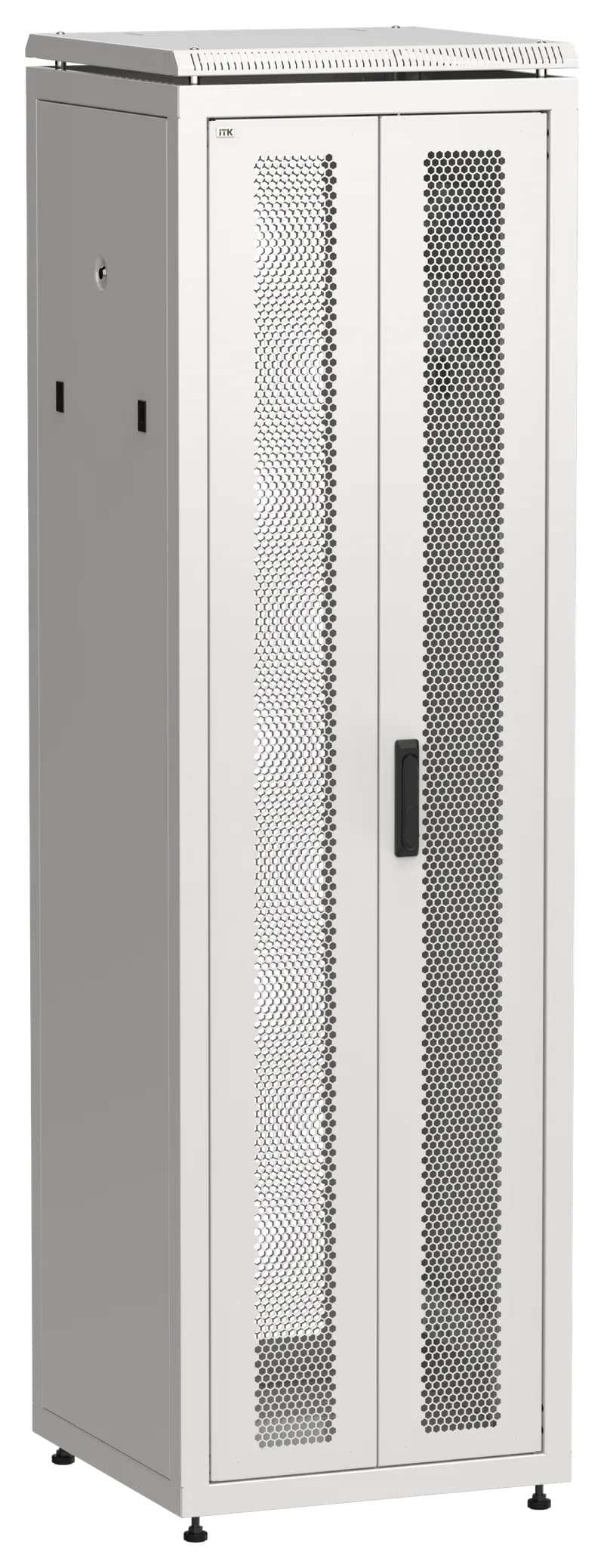 Шкаф напольный сетевой 19' LINEA N 42U 600х600мм передняя распашная перфорированная дверь задняя перфорированная серый