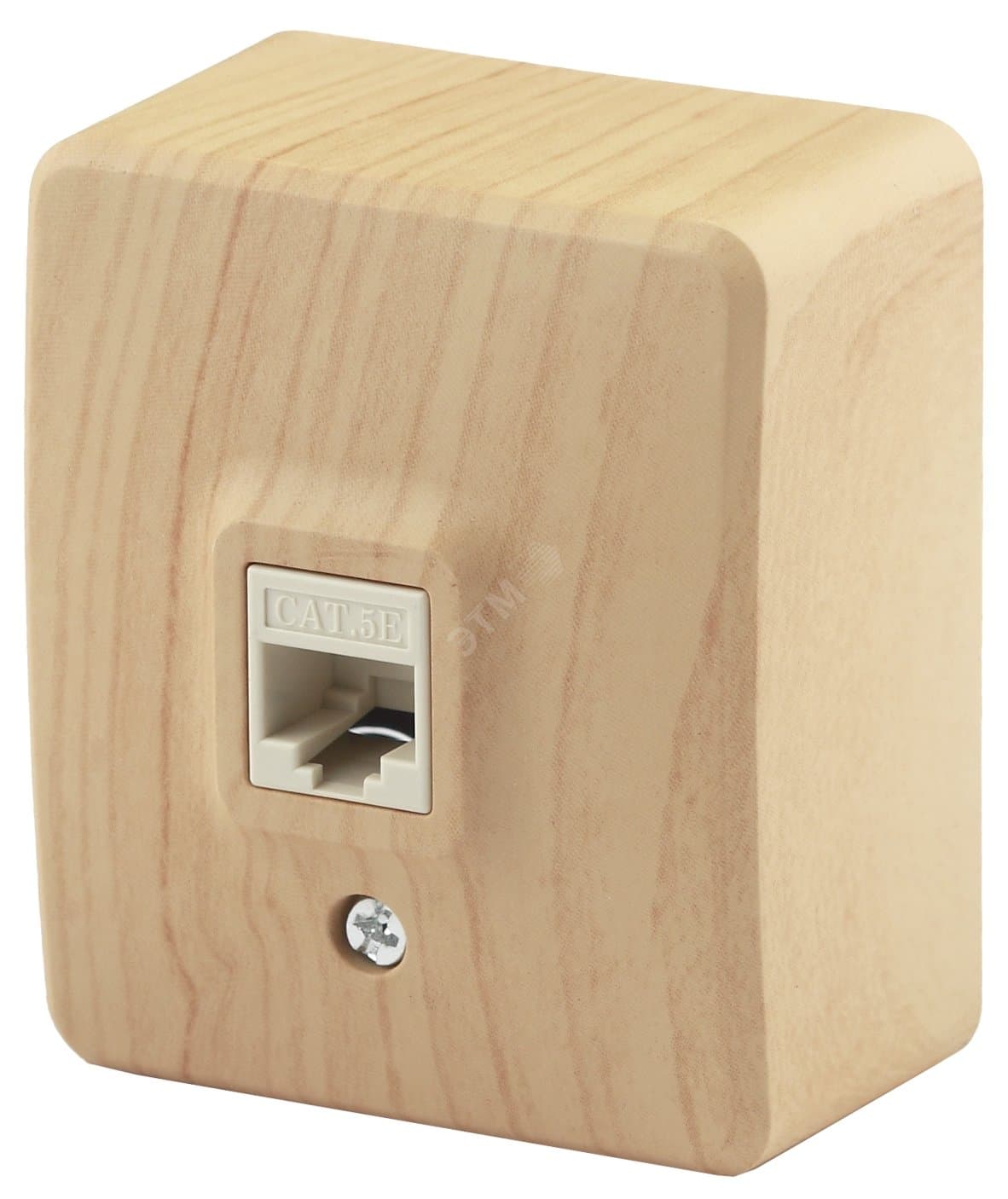 Розетка информационная RJ45, ОУ, Эра Эксперт, сосна, 11-3203-11