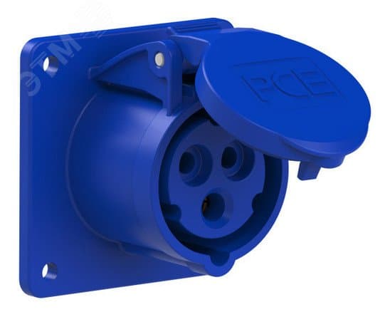 Розетка встраиваемая прямая 16А/230V/1P+N+E/IP44, фланец 75x75