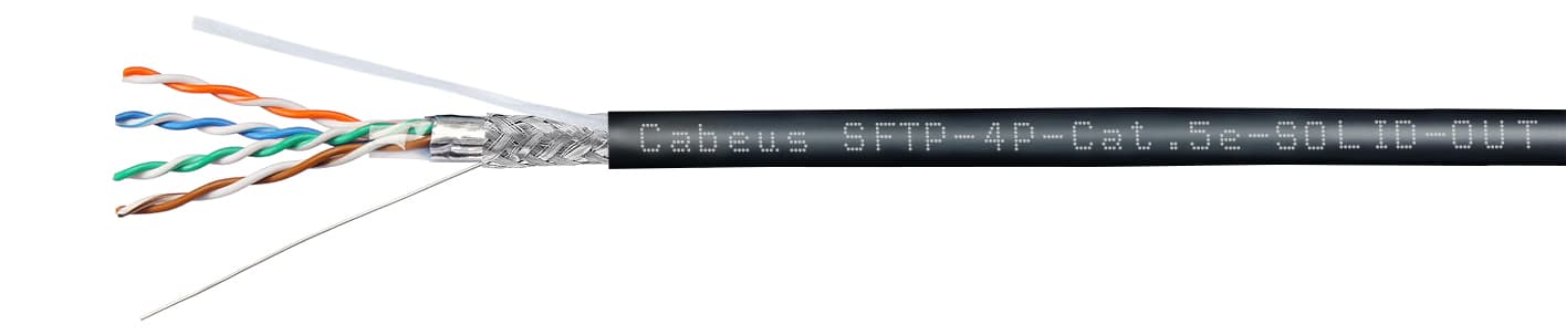 Витая пара SF/UTP Cat 5e 4 пары 24 AWG solid OUT LSZH-UV 305м