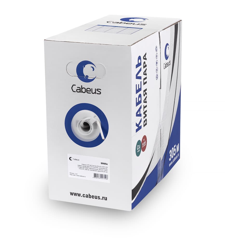 Витая пара U/UTP Cat 5e 4 пары LIGHT 0.48мм solid PVC нг(А)-LS серый 305м