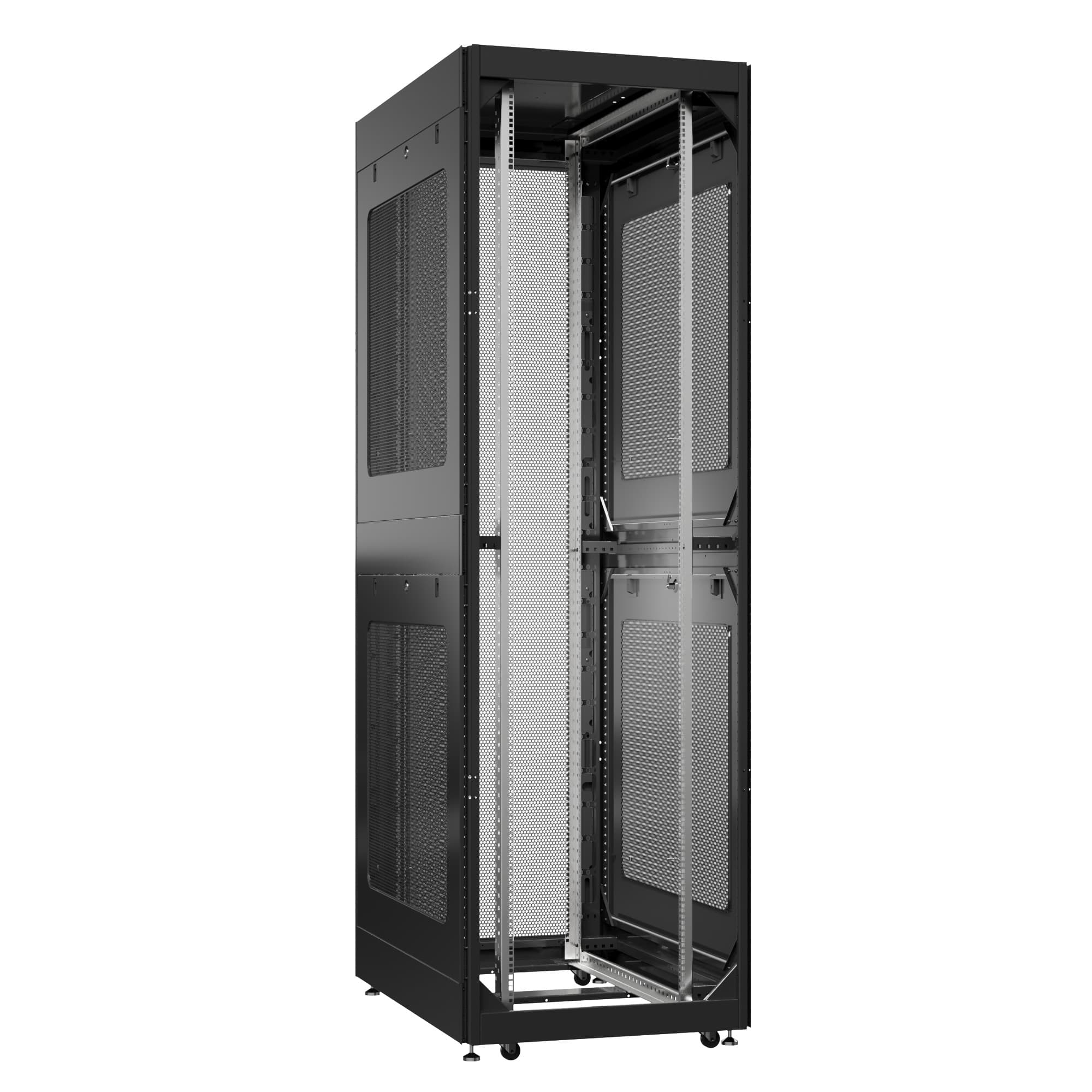 Шкаф серверный 42U 800х1200 передняя дверь: без. задняя дверь: двустворчатая глухой металл IP51. боковые панели: перфорированные. цвет: черный RAL9005