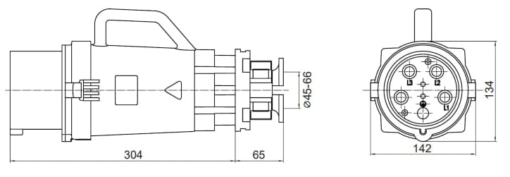 Вилка кабельная CP IP67 160A 3P+E 690В