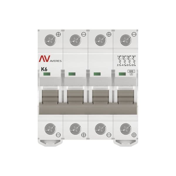 Выключатель автоматический AV-6 DC 4P 6A (K) 6kA AVERES